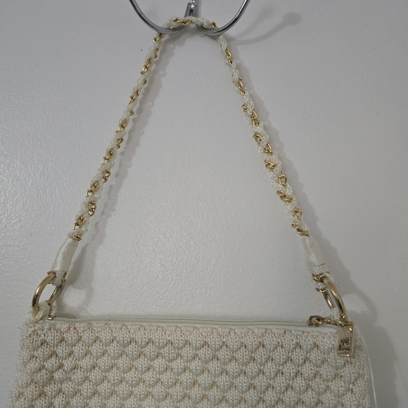 Lina Cream Crocheted Shoulder Bag Gold Chain Strap NWT - Picture 4 of 12